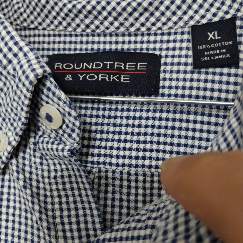 Roundtree & Yorke Navy Gingham Men's Shirt